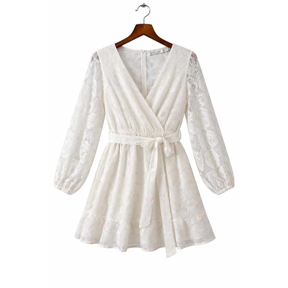 A-line Dress White Floral Lace Boho Whimsigoth Fairy‎ Romantic Cottage Size 10